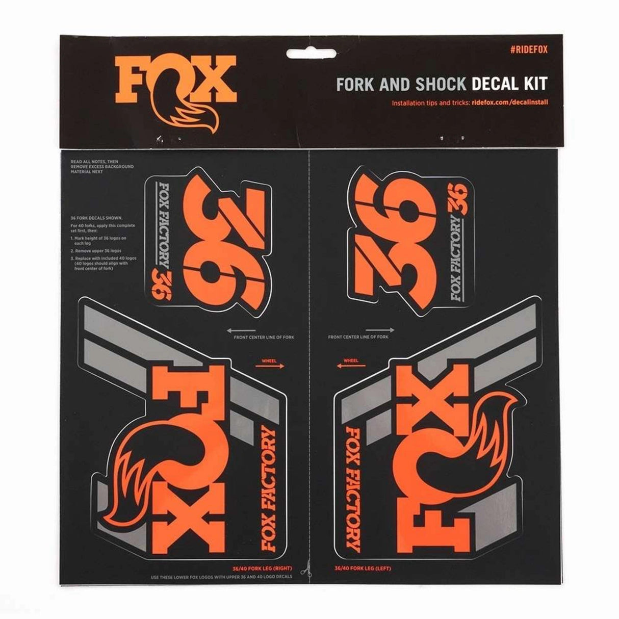 803 - 01 - 332_FOX Decal 2019 AM Heritage, Fork and Shock Kit, Orange