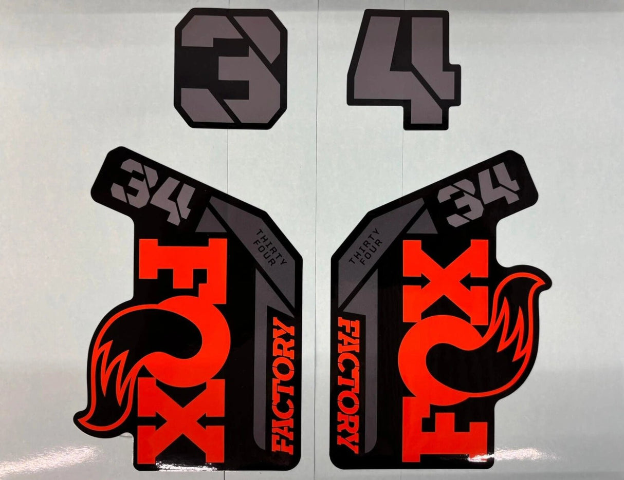 803 - 01 - 721_Decal Kit: 2022, 34, F - S, Orange Logo, Shiny Black Fork
