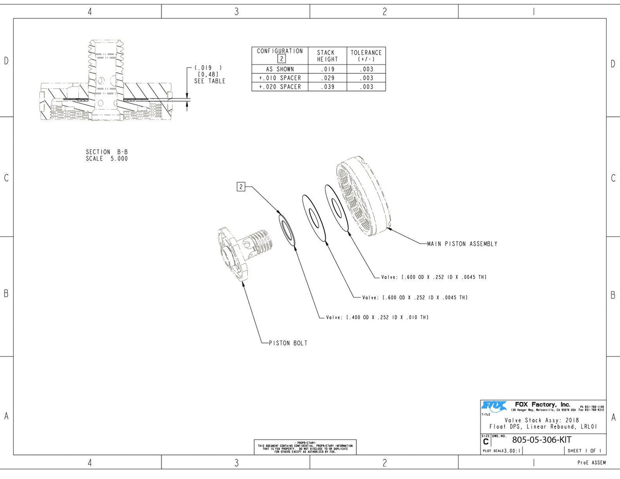 805 - 05 - 306 - KIT_Shimstack Service Set (light LRL) Valve Stack Asse. 2018 Float DPS Linear rebound LRL01