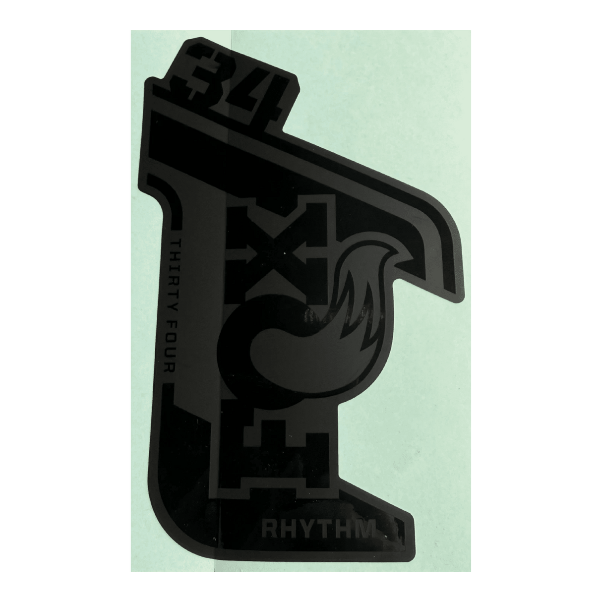 024-11-549_2021 FOX 34 Rhythm Decal | Gloss Stealth | Matte Black Background