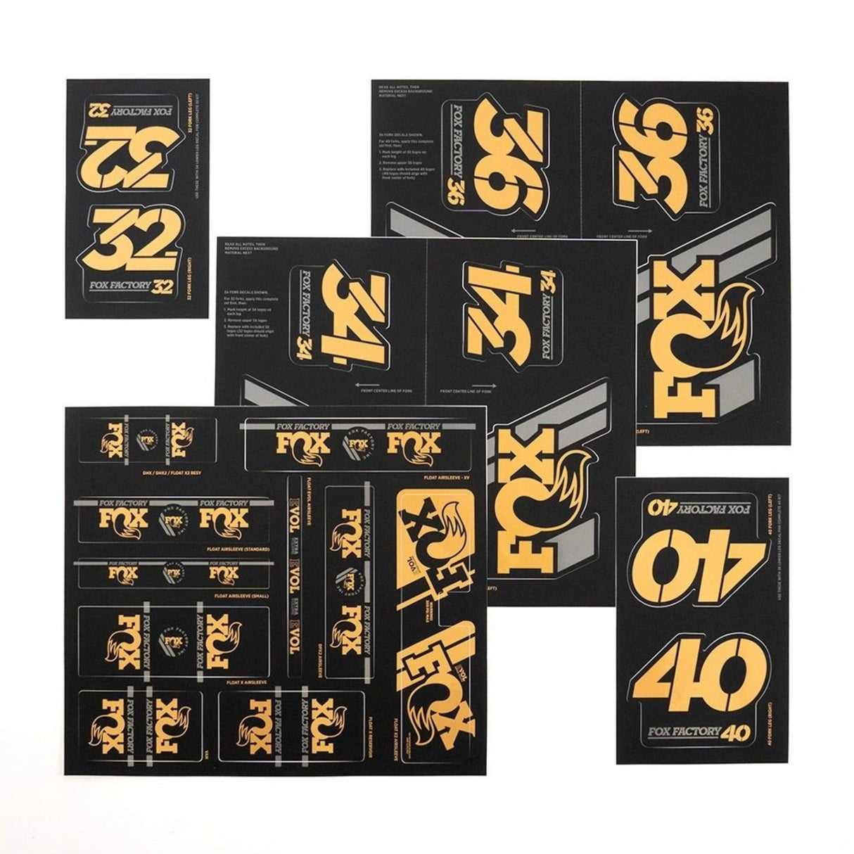 803 - 01 - 342_FOX Decal 2019 AM Heritage, Fork and Shock Kit, Gold