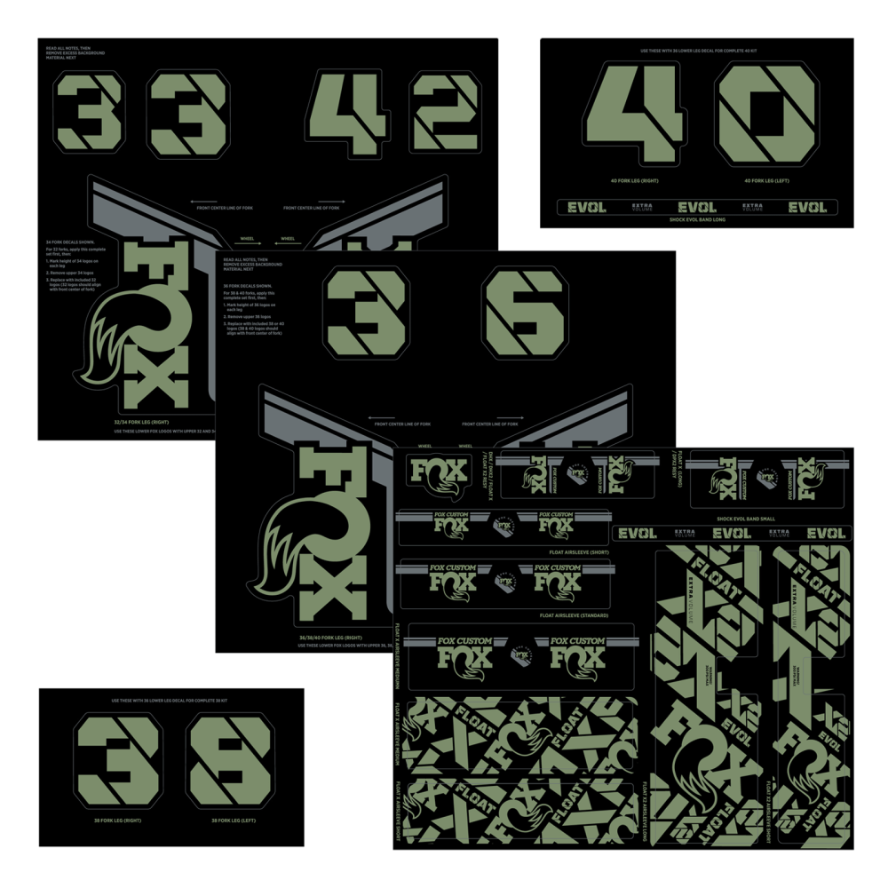 FOX Decal 2021 AM Custom, Fork and Shock Kit, Pistachio