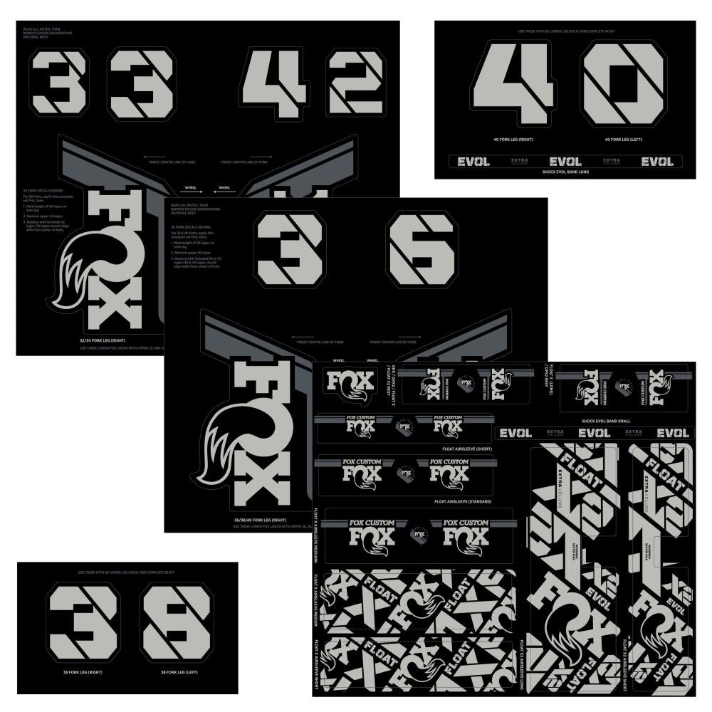 803 - 01 - 736_FOX Decal 2021 AM Custom, Fork and Shock Kit, Battleship Grey