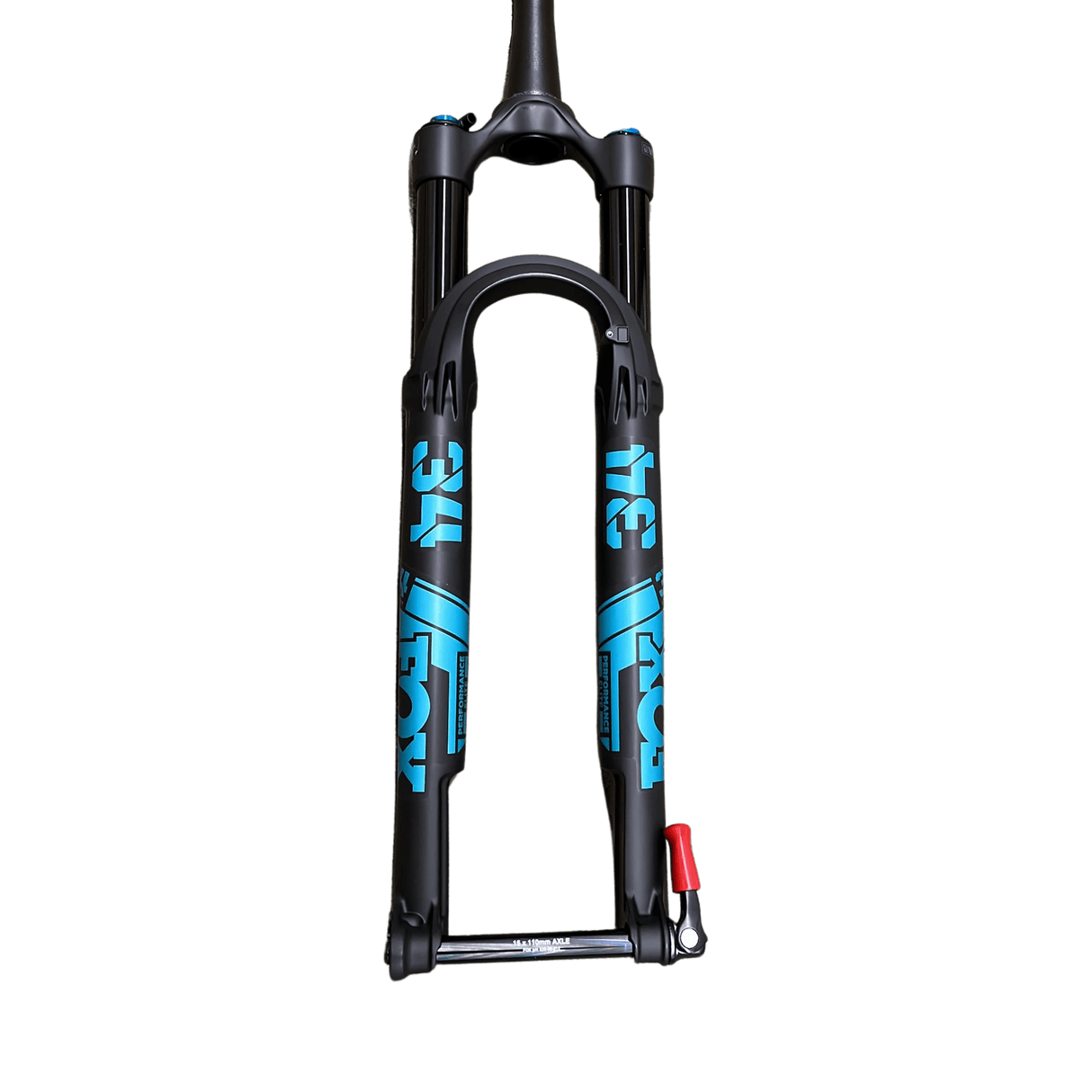 910 - 30 - 858_2023 FOX 34 Float SC Performance Elite 29" 120mm 44mm FIT4 3 - Pos Remote - Matte Black / Blue Decals