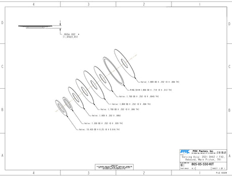 805 - 05 - 550 - KIT_Shimstack Service Set: Valving Assy: 2021 DHX2 / FX2 Rebound Main Piston TR1